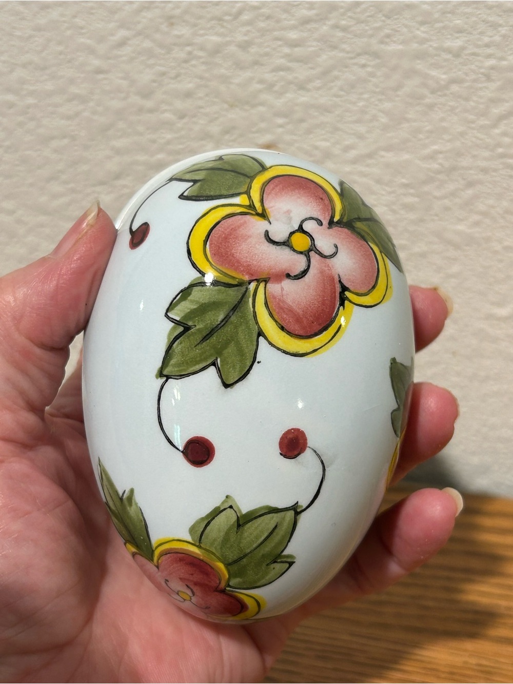 Enesco Ceramic Trinket Box in White with Gold Label